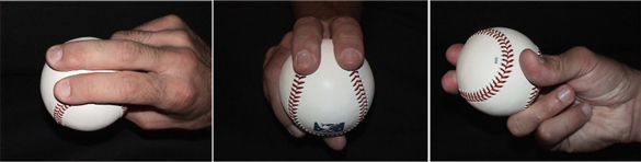 2-seam fastball - umístění prstů